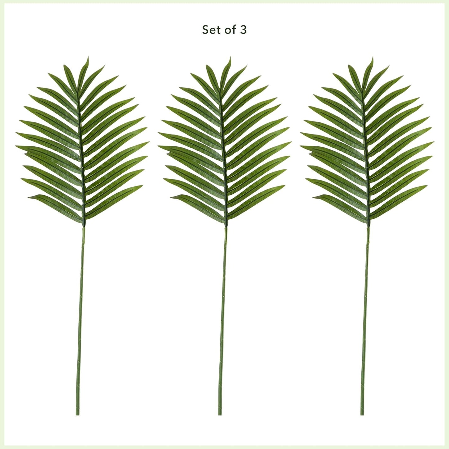 33-in Artificial Palm Fronds Stems, Set of 3 Long Stem Artificial Palms for Home or Office Décor, Faux Palm Fronds for DIY Decoration