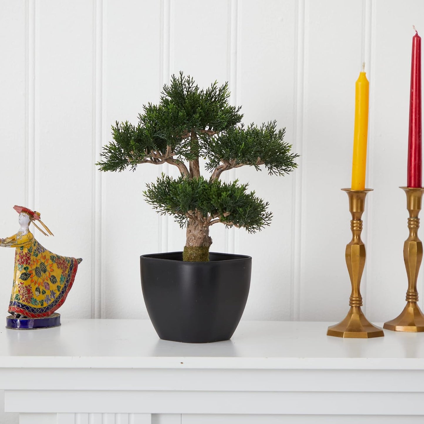 Nearly Natural 4966 Cedar Bonsai Artificial Tree, 15-Inch, Green