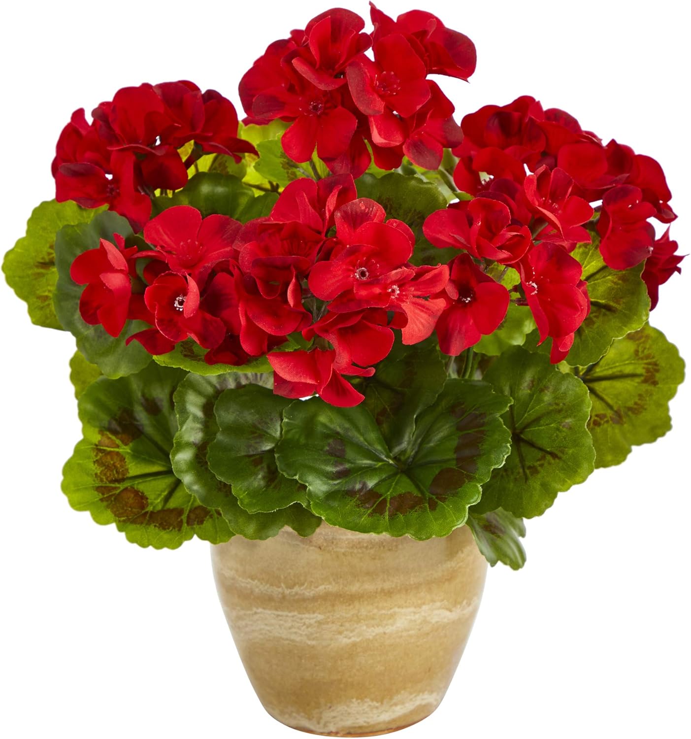 11in. Geranium Artificial Plant in Ceramic Planter UV Resistant (Indoor/Outdoor) No50