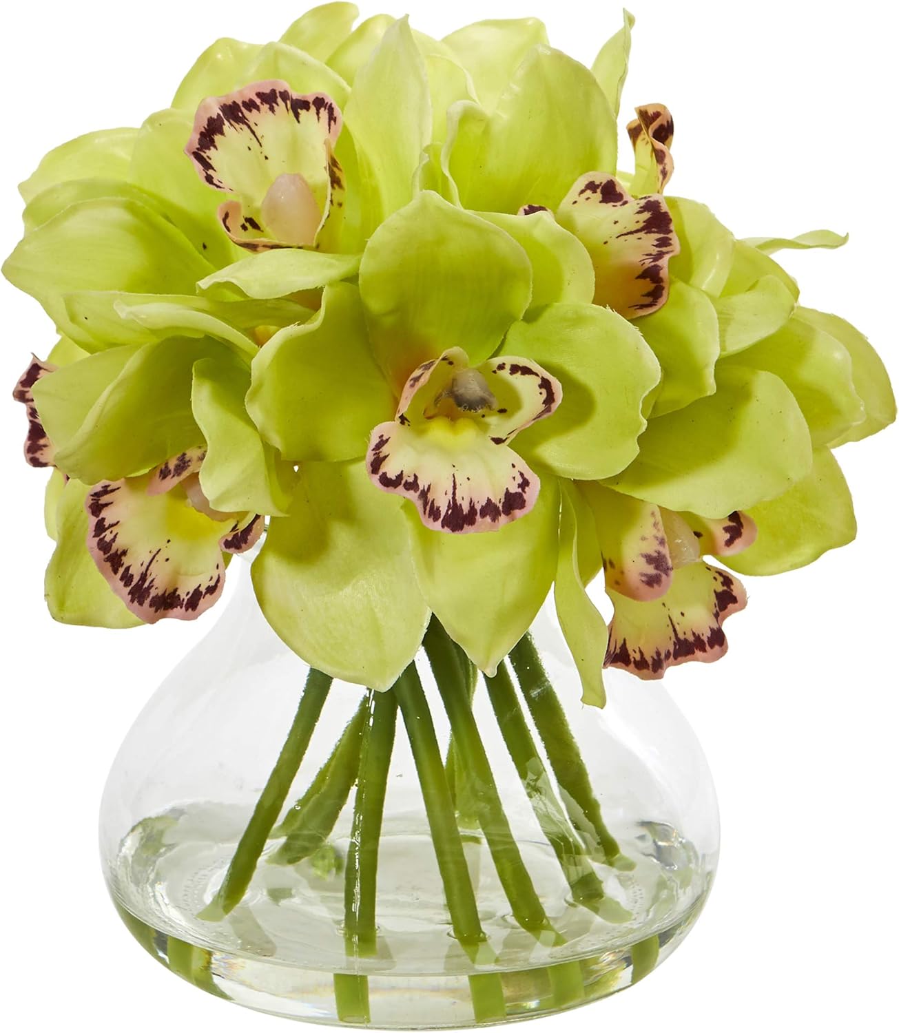 Cymbidium Orchid Artificial Arrangement in Glass Vase No50