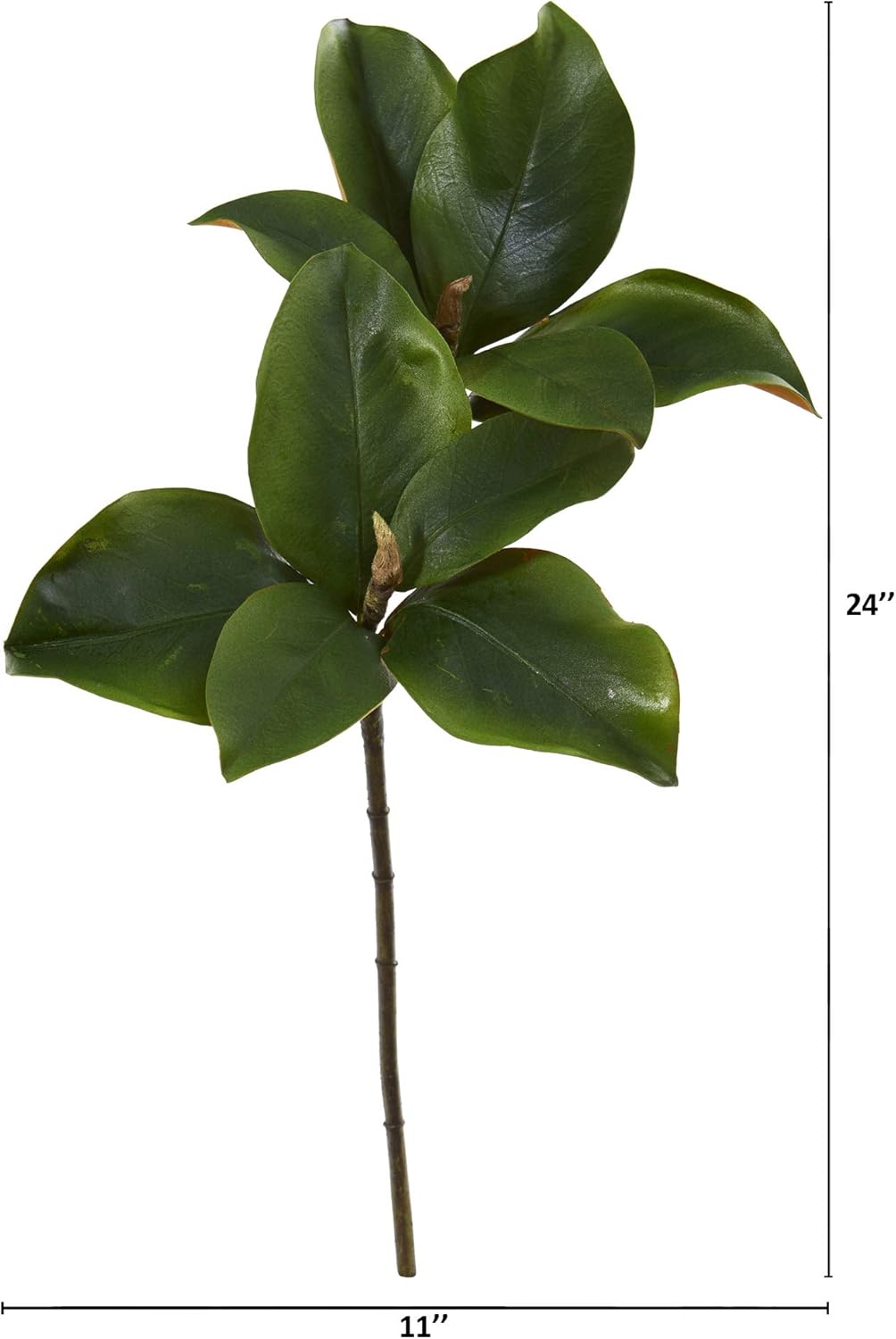 24in. Magnolia Artificial Leaf (Set of 6) Silk Flowers, Green