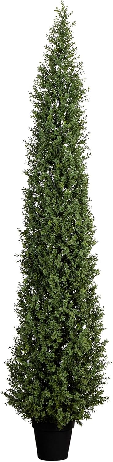 8ft UV-Resistant Artificial Boxwood Topiary Tree – Lifelike Faux Plant for Indoor and Outdoor Decor, Includes Nursery Planter, Ideal fo