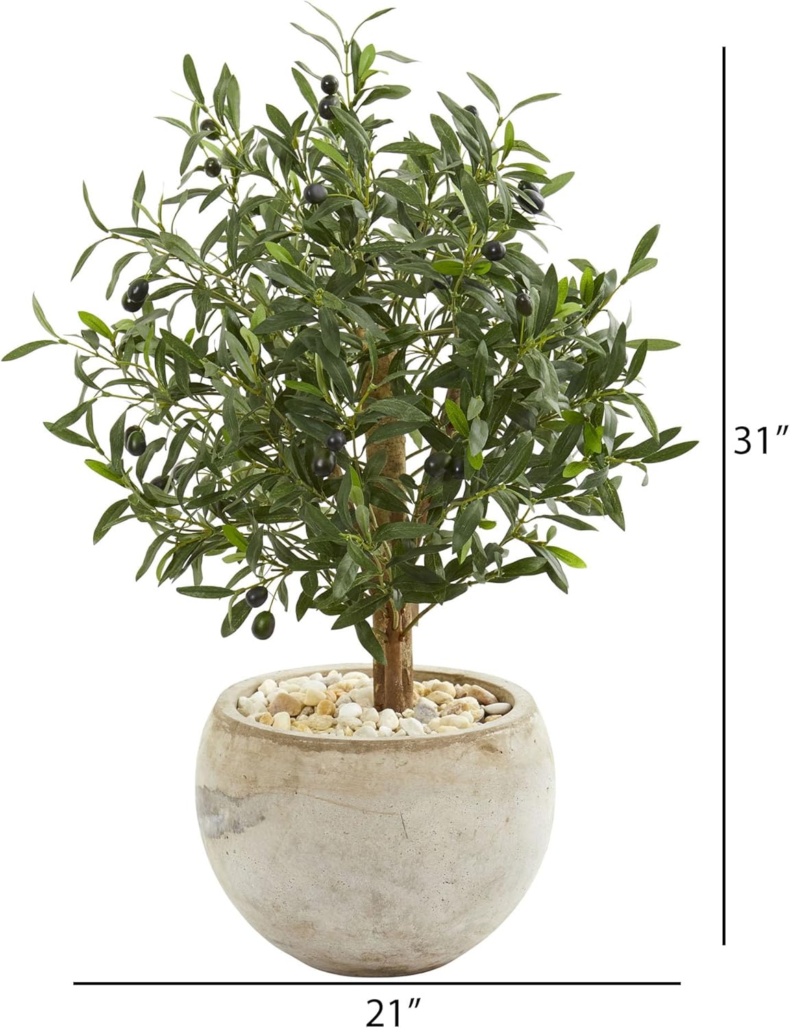 31in. Olive Artificial Bowl Planter Silk Trees, Green
