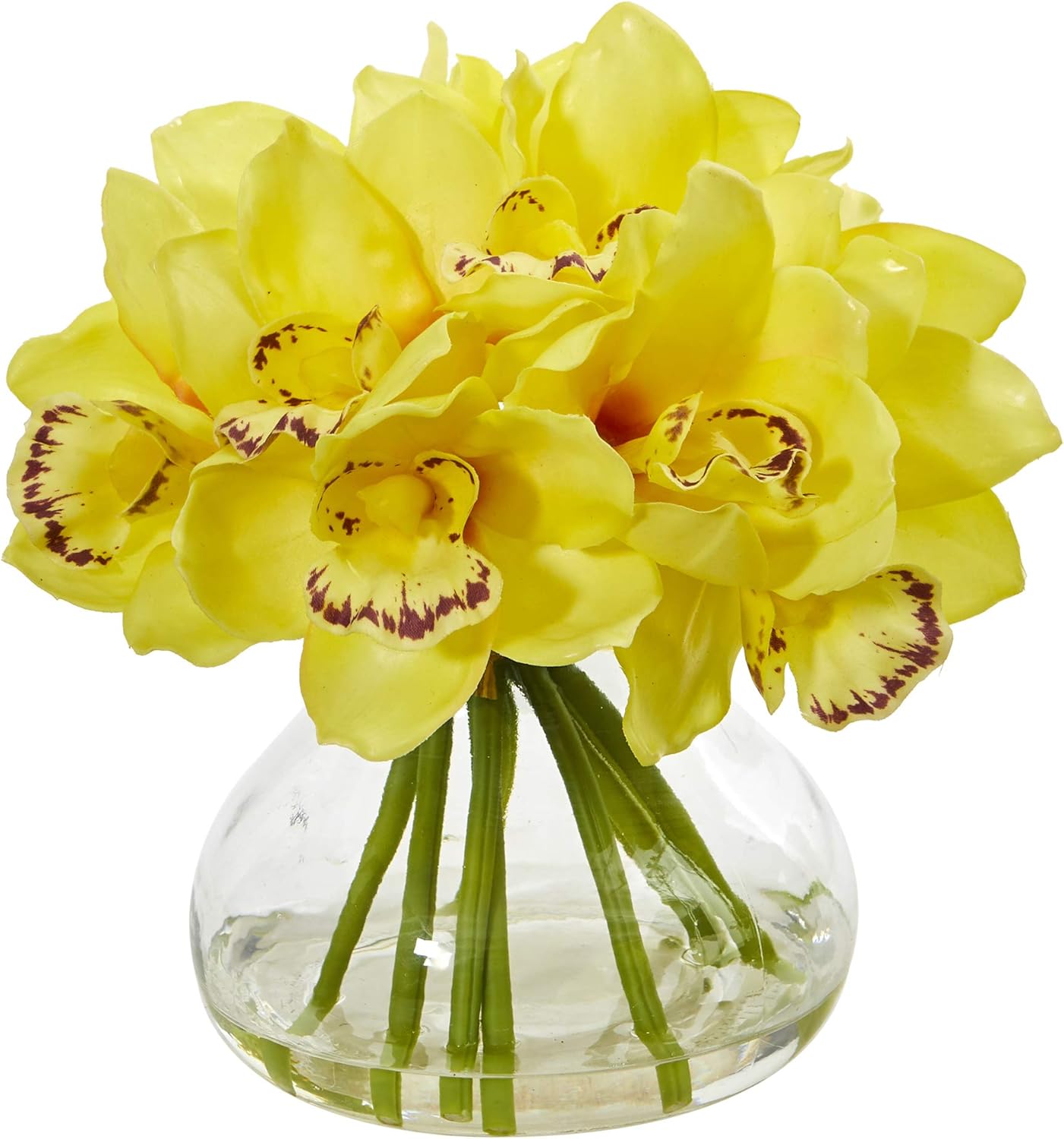 Cymbidium Orchid Artificial Arrangement in Glass Vase No50