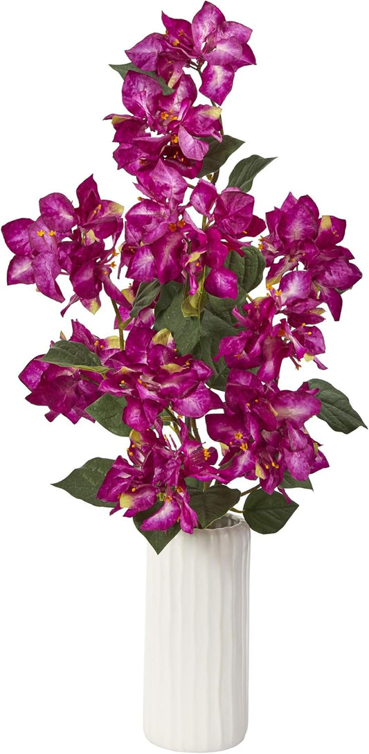23in. Bougainvillea Artificial Plant in White Planter