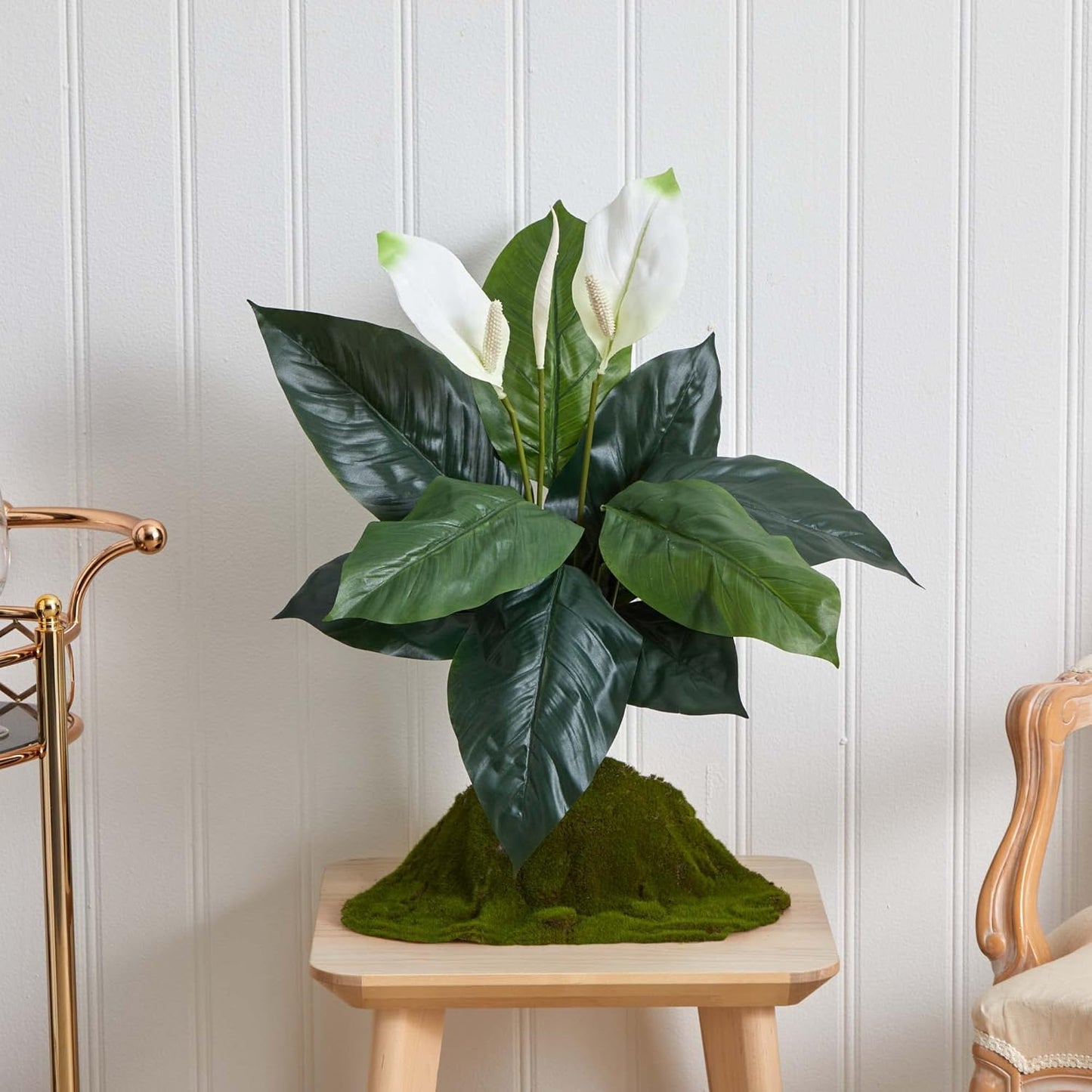 24in. Spathiphyllum (Set of 3) Artificial Plant, Green, 3 Count