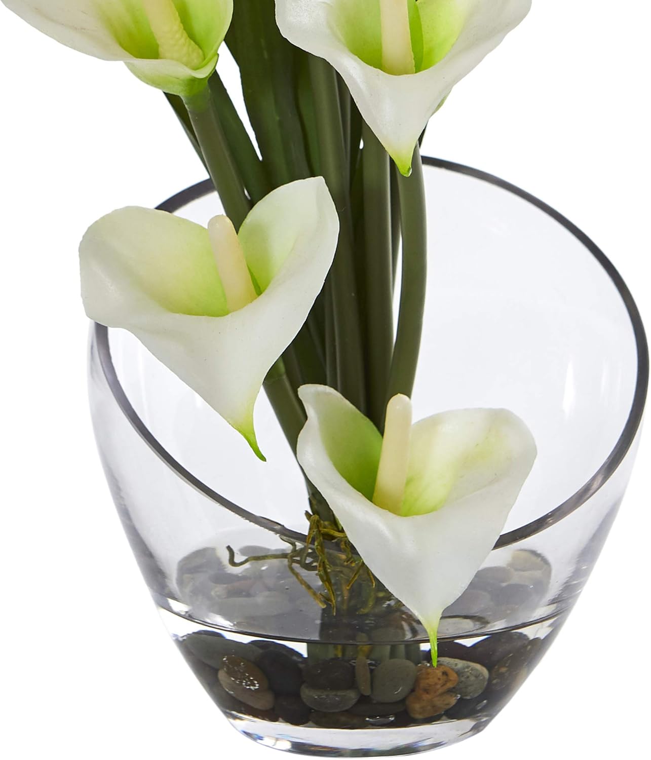 Nearly Natural 15.5in. Calla Lily and Grass Artificial Arrangement in Vase, Cream No50