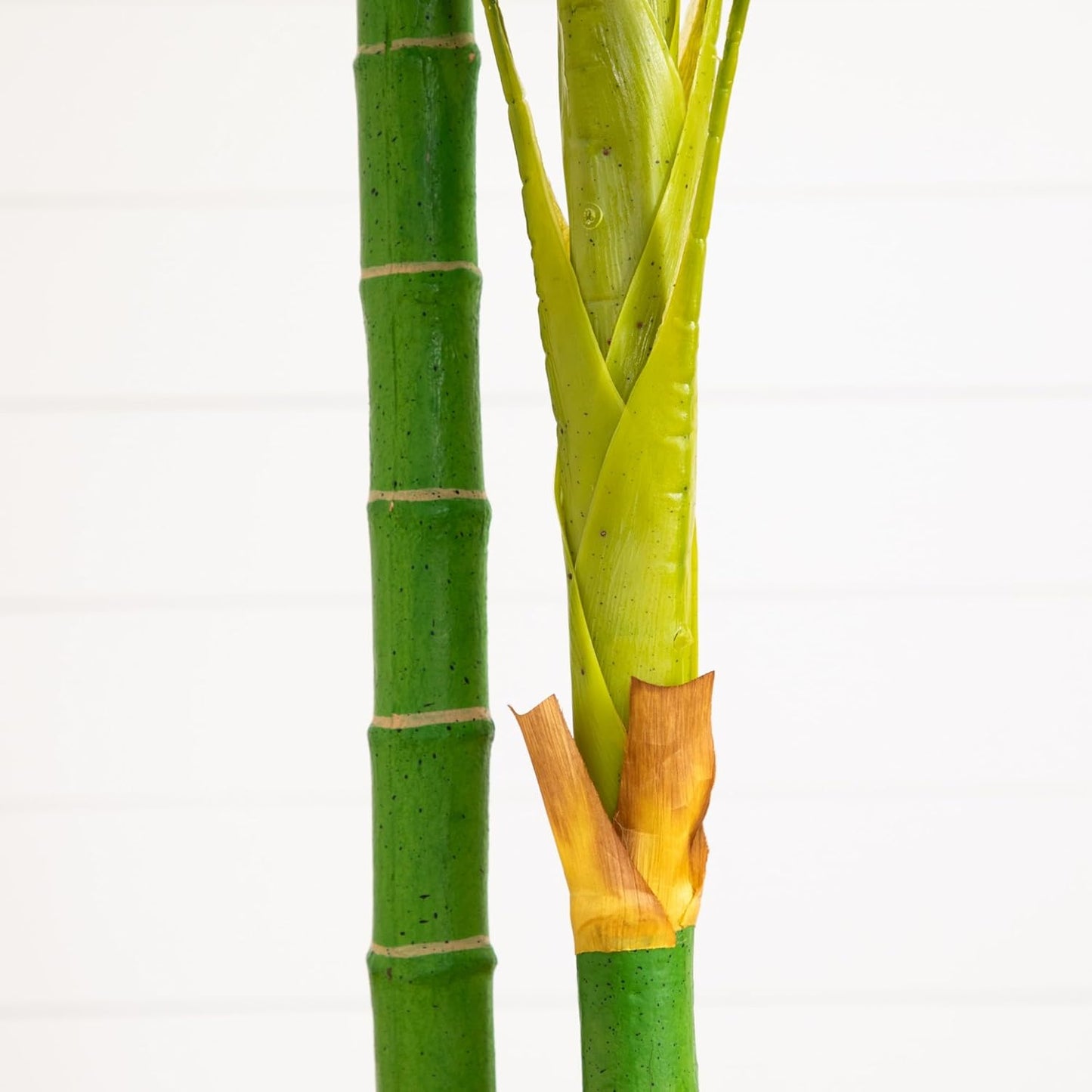 8FT Artificial Golden Cane Palm Tree, Fake Palm Tree with Two Realistic Trunks and Lifelike Palm Leaves, Faux Palm Plant for Indoor Hom
