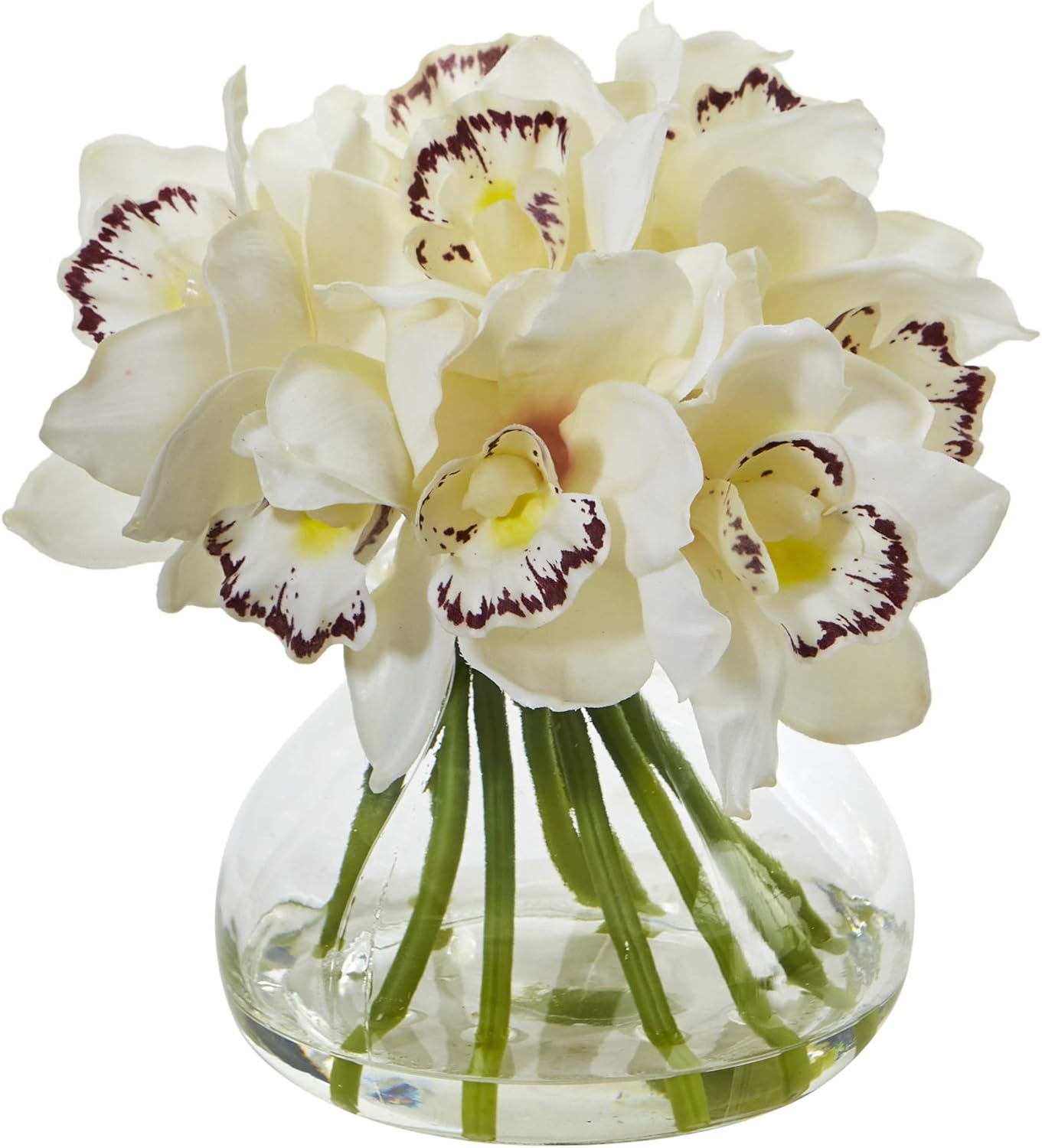 Cymbidium Orchid Artificial Arrangement in Glass Vase No50