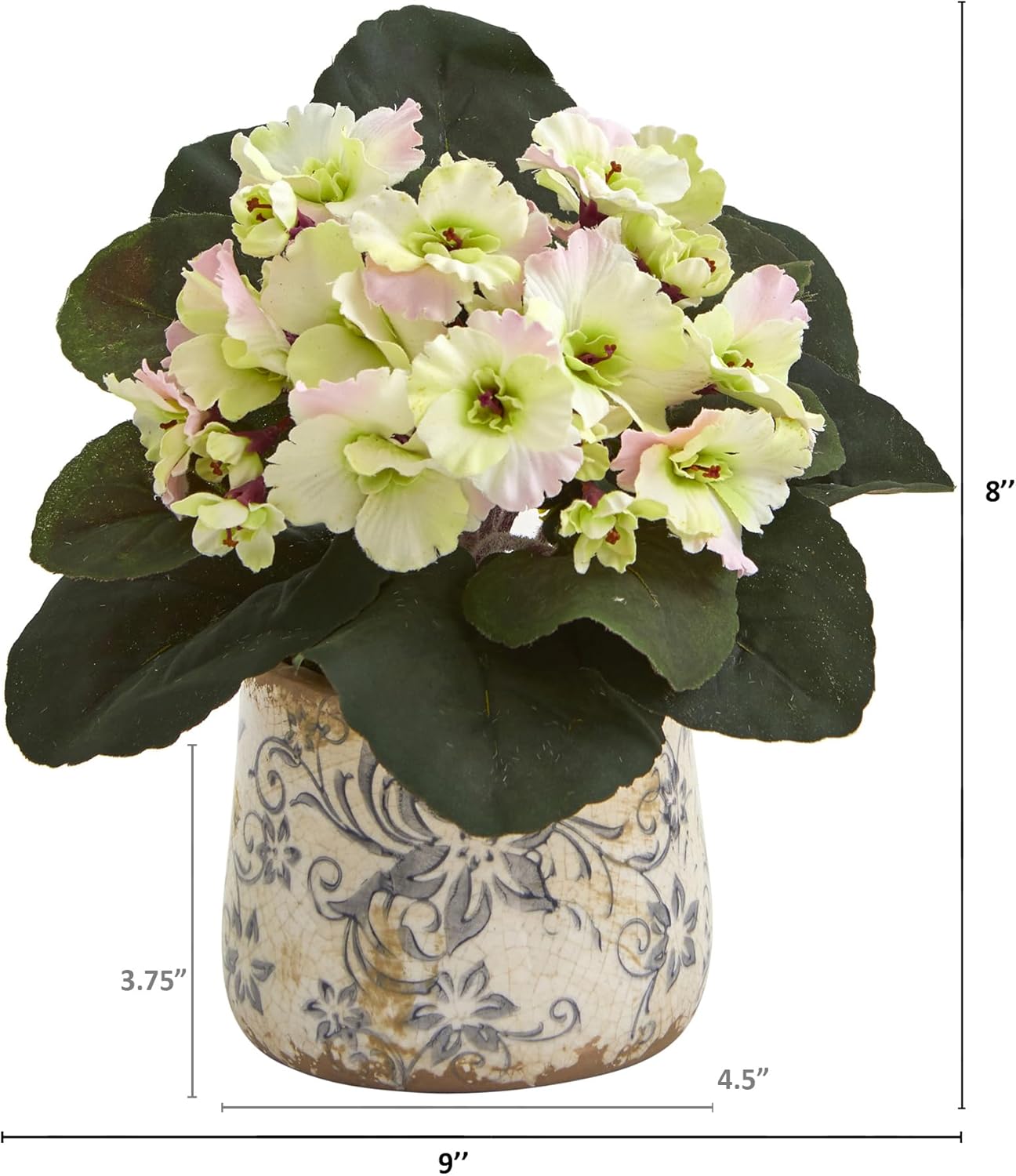 8in. African Violet Artificial Plant in Floral Design Vase (Set of 2)
