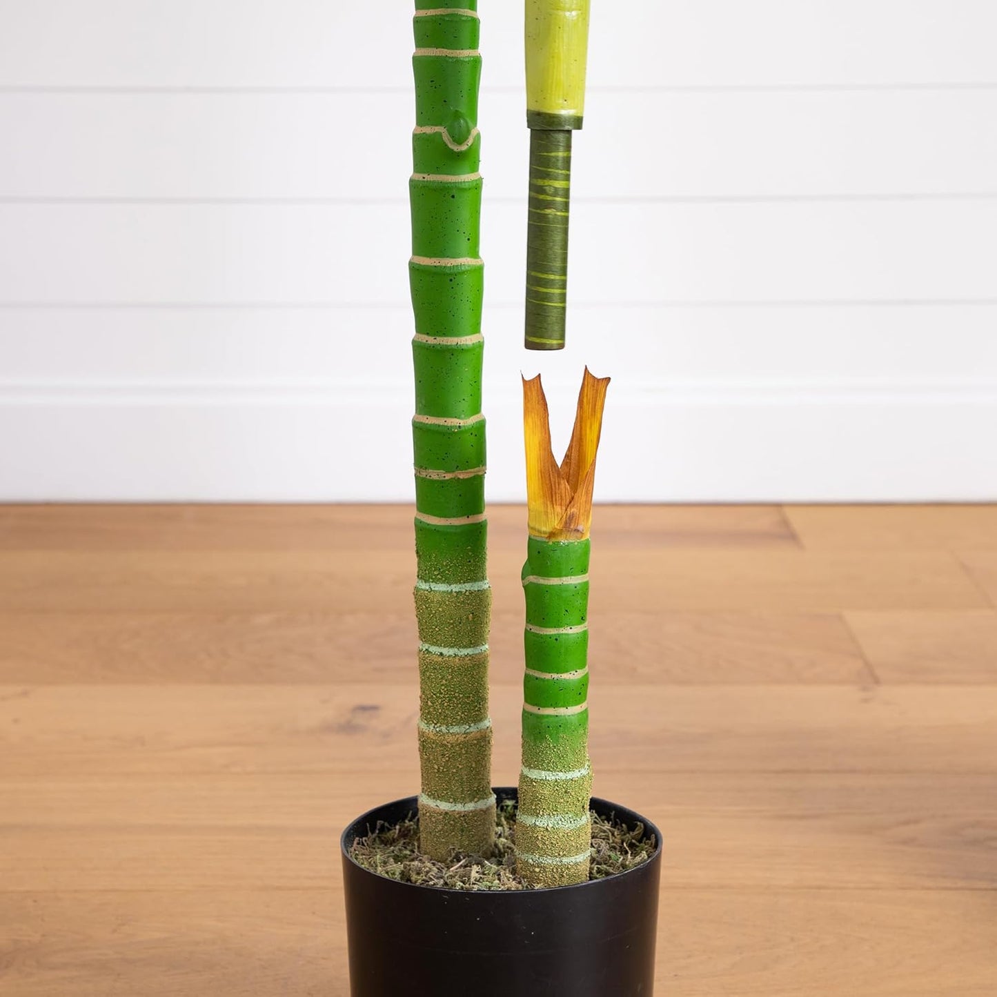 6ft Golden Cane Palm Tree, Artificial Double Stalk with Lifelike Leaves, Bendable Branches, Includes Nursery Planter, Ideal for Indoor