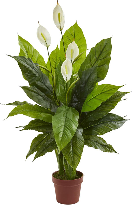 Nearly Natural 42” Spathiphyllum Artificial (Real Touch) Silk Plants Green