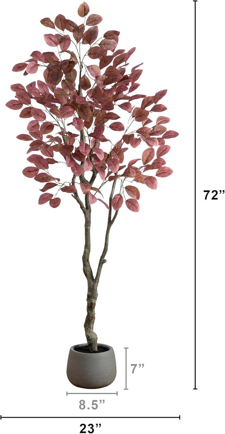 6ft Artificial Dogwood Autumn Tree – Lifelike Fall Foliage in Decorative Planter, Seasonal Display for Halloween and Thanksgiving, Rust