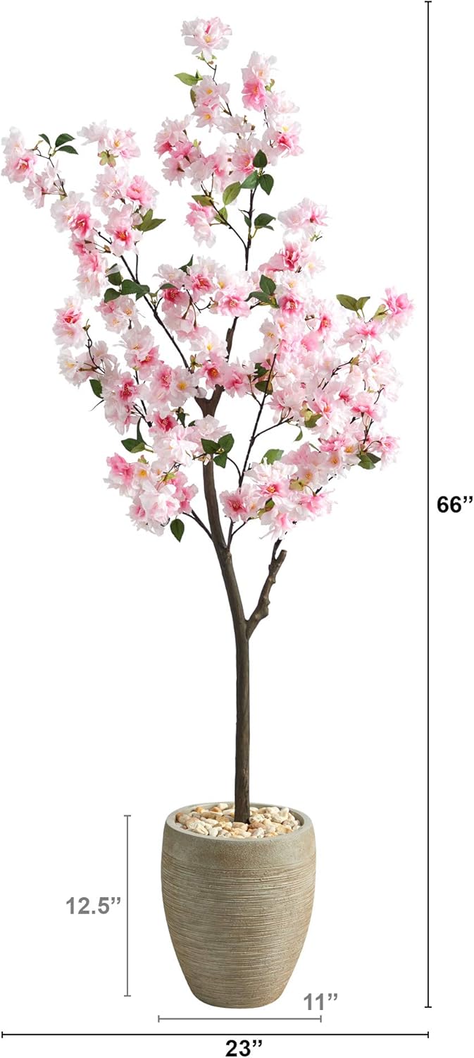 5.5ft. Cherry Blossom Artificial Tree in Sand Colored Planter