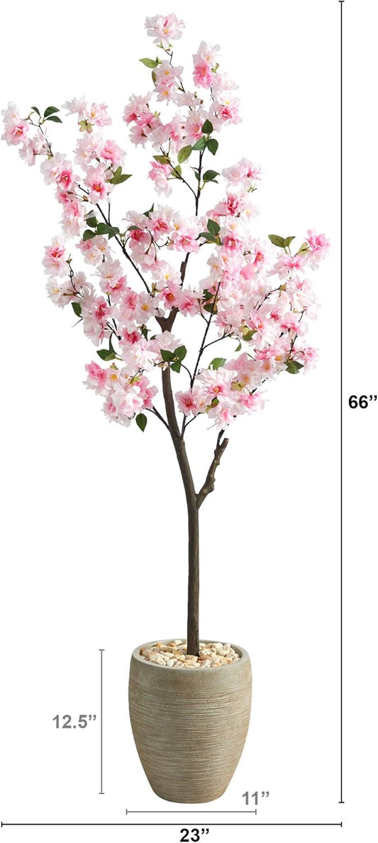 5.5ft. Cherry Blossom Artificial Tree in Sand Colored Planter