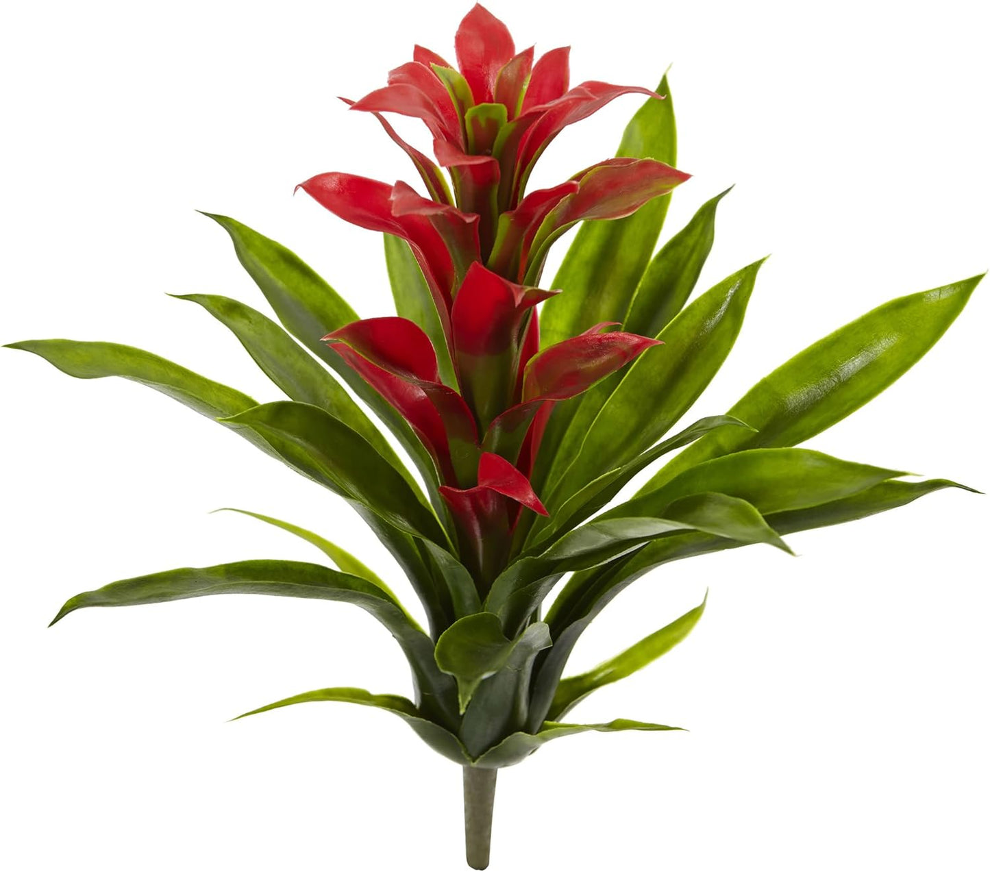 15in. Bromeliad Artificial (Set of 4) Silk Flowers, 15"H x 8"W x 8"D, Red No50