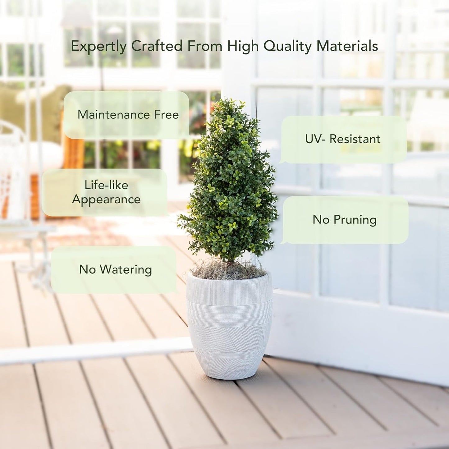 Nearly Natural 2.5ft. UV Resistant Artificial Boxwood Plant with Integrated Ground Stake (Indoor/Outdoor) - Set of 2 No50