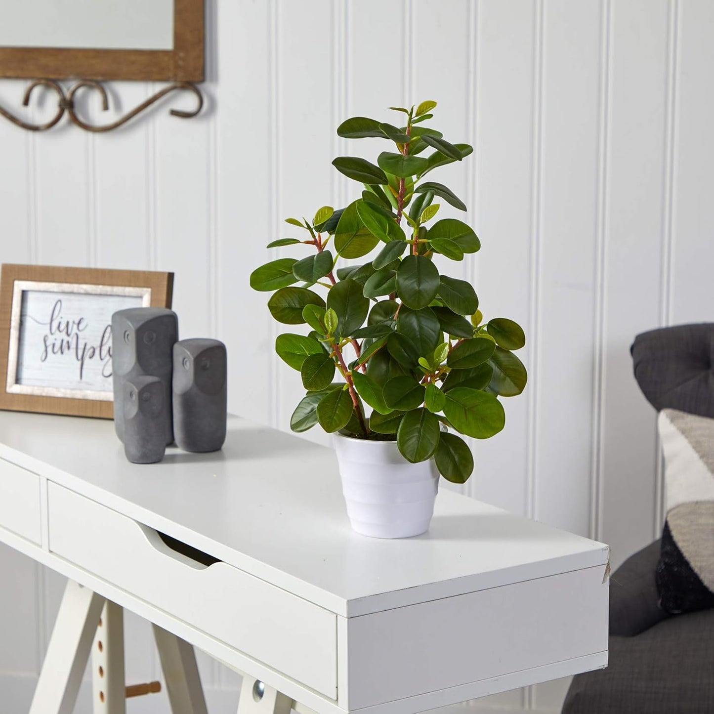 16in. Peperomia Artificial Plant in Decorative Planter