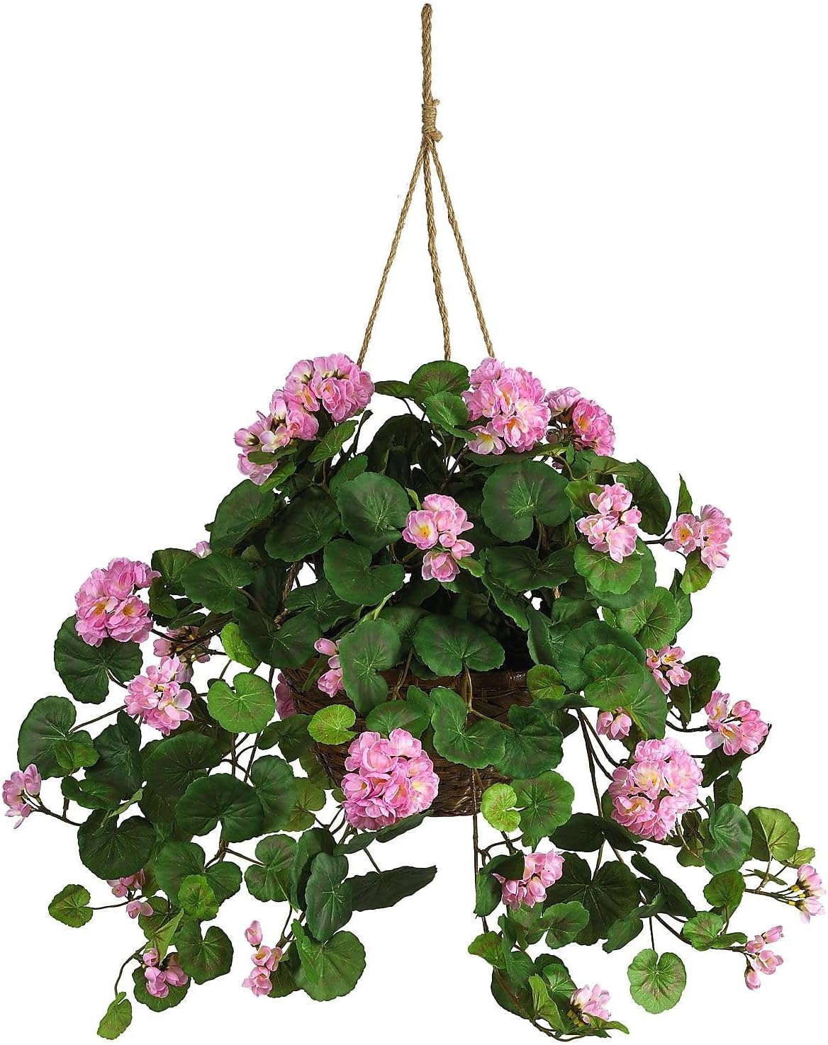 6609-RD 24in. Geranium Hanging Basket Silk Plant,Red,10.25" x 10.25" x 17.5" No50