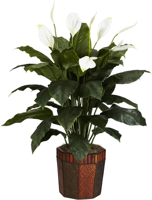6638 Spathiphyllum with Vase Decorative Silk Plant, Green 48" x 12" x 12"
