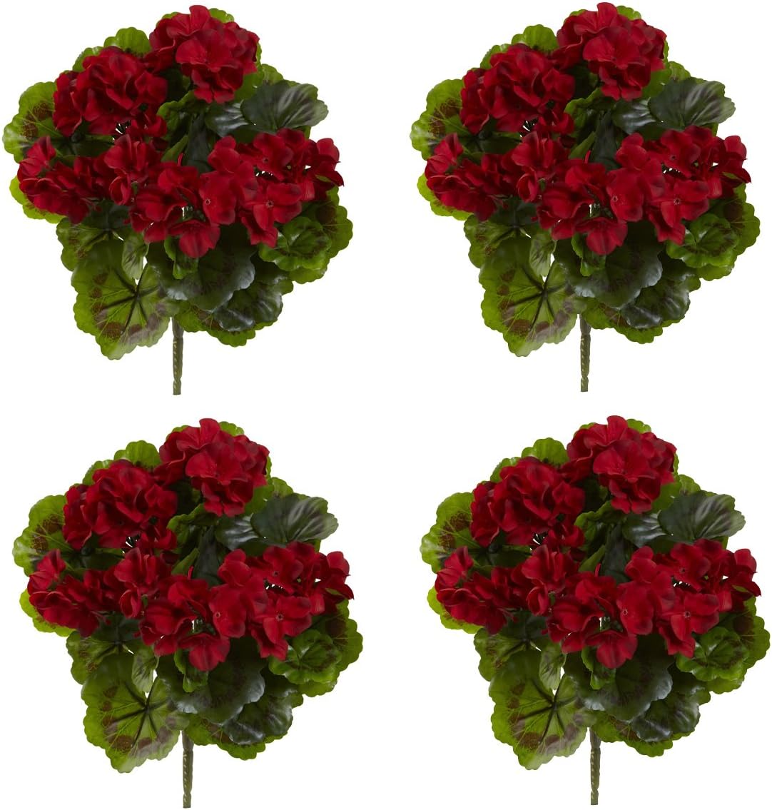 Geranium Artificial Bush UV Resistant, Set of 4 (Indoor/Outdoor) No50