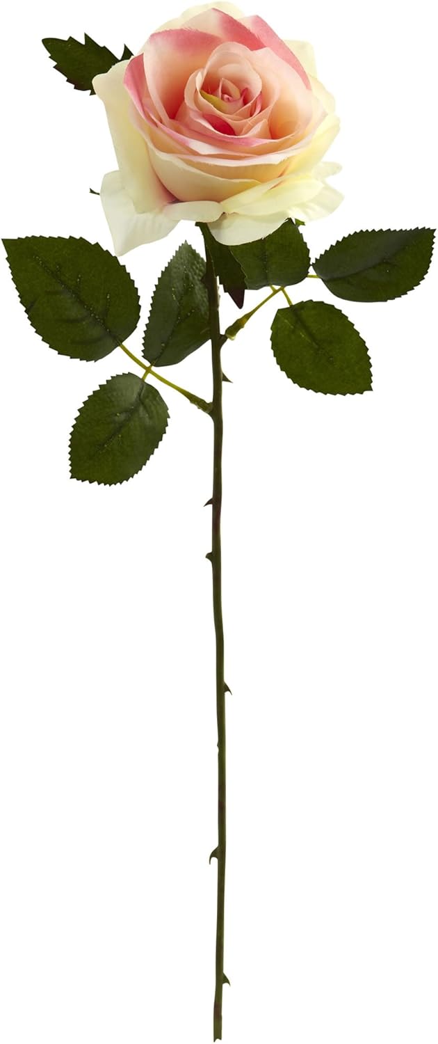 Nearly Natural 18in. Rose Flower (Set of 24) Artificial Plant, 18"H x 3.25"W x 3.25"D, Orange No50