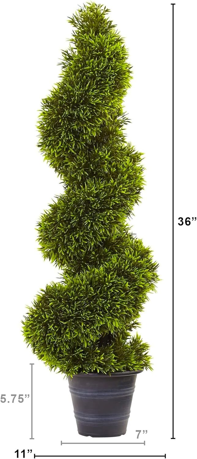 3ft. Grass Spiral Topiary with Deco Planter, Green