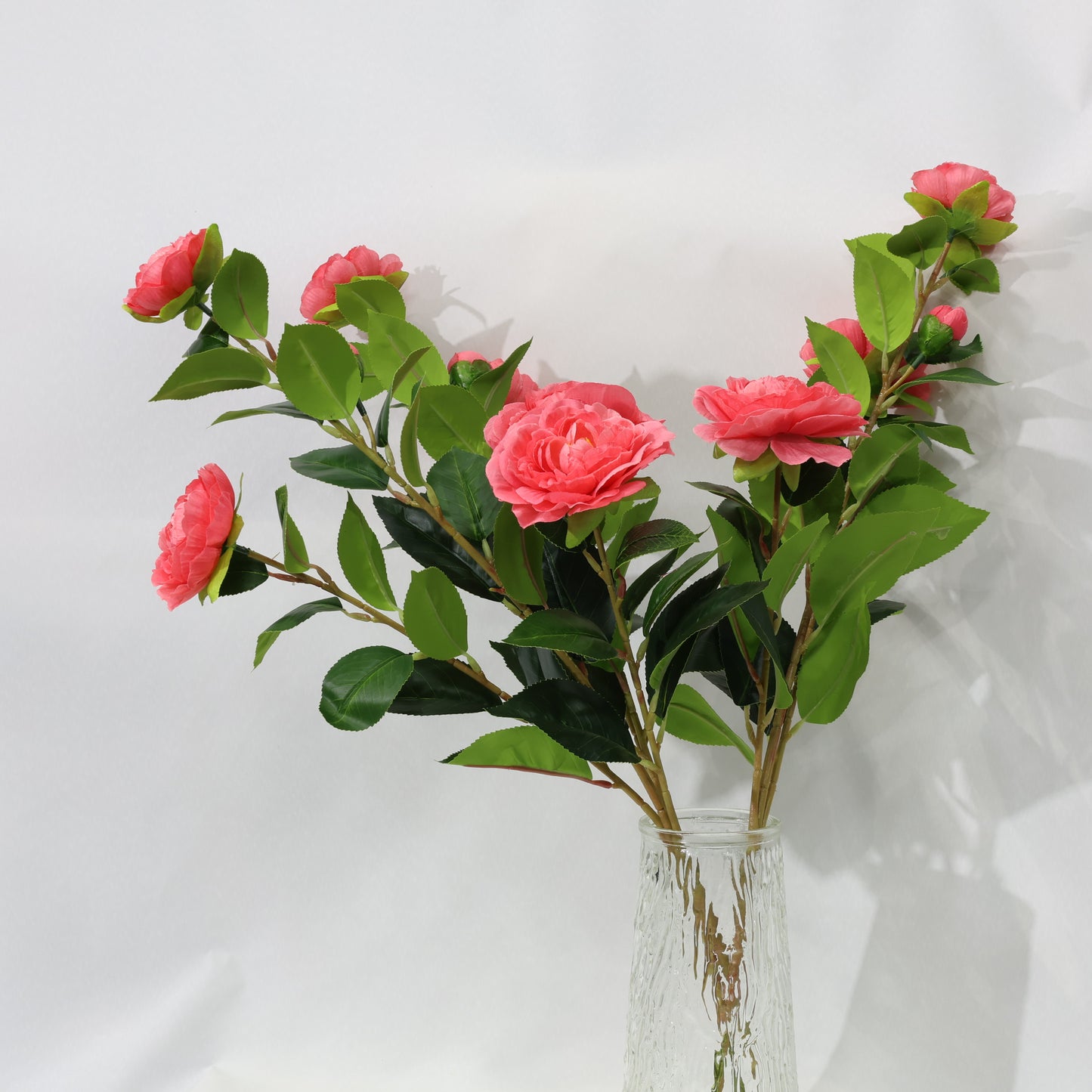 3Pcs Lush 60CM Red Artificial Camellia Bouquet Faux lifelike Flower