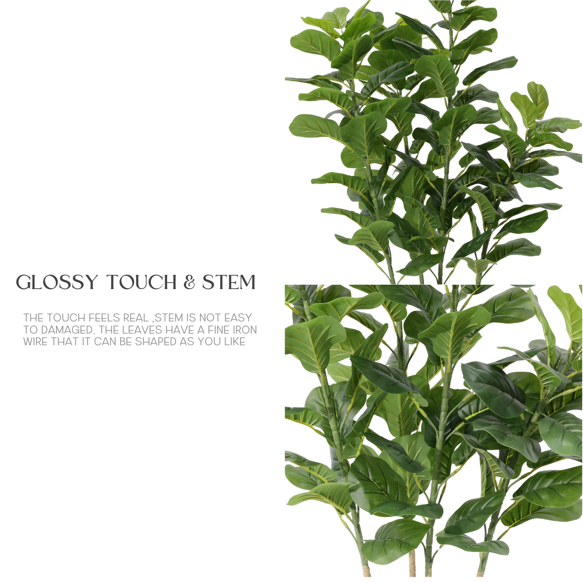 Ficus Lyrata Artificiale 170cm con 4 Tronchi e Grandi Foglie Verdi Scuro, Pianta Finta in Vaso per Decorazione Casa Ufficio Natale