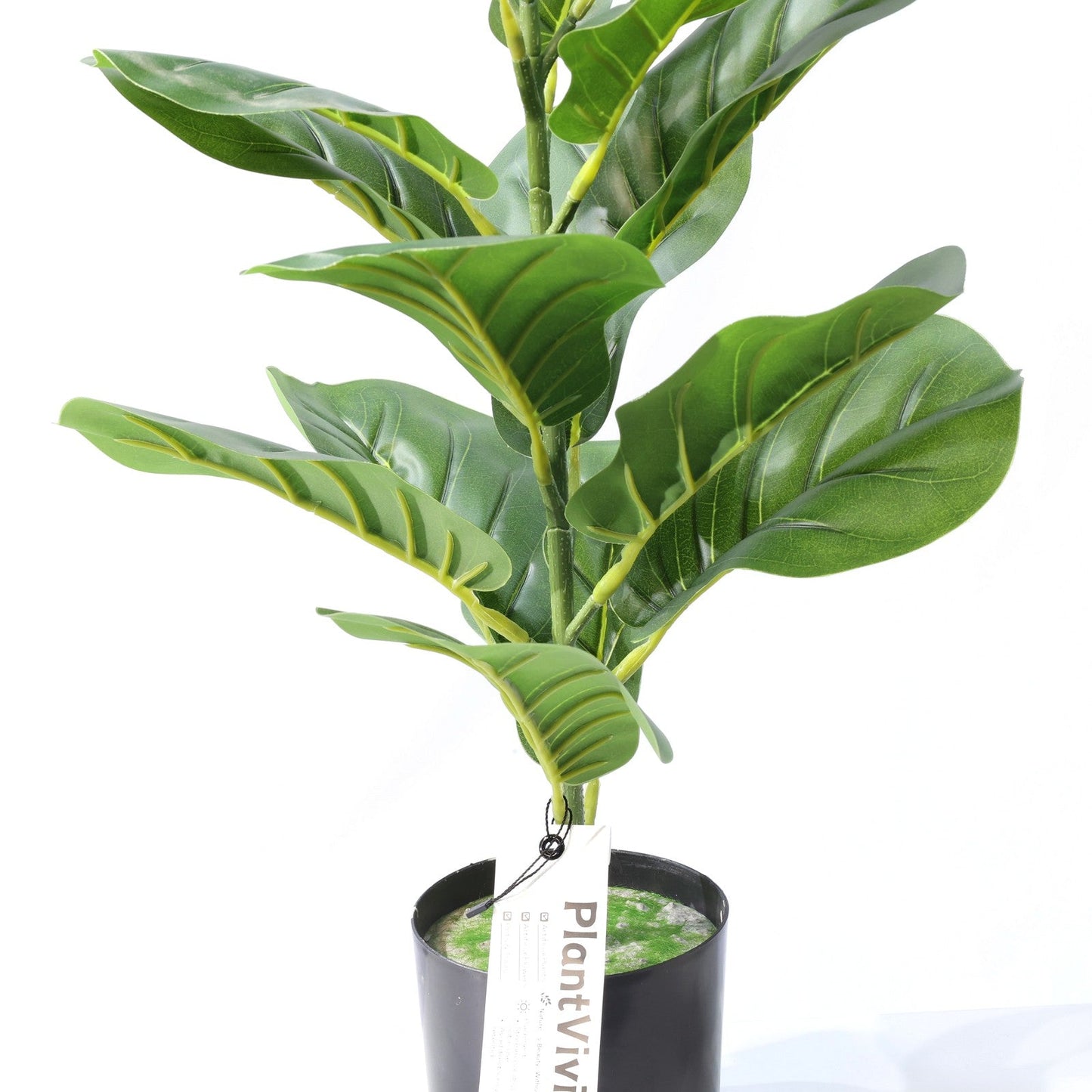 Ficus Lyrata Mini Artificiale 55cm con 16 Grandi Foglie Verdi Scuro, Pianta Finta in Vaso per Decorazione Tavolo Natale