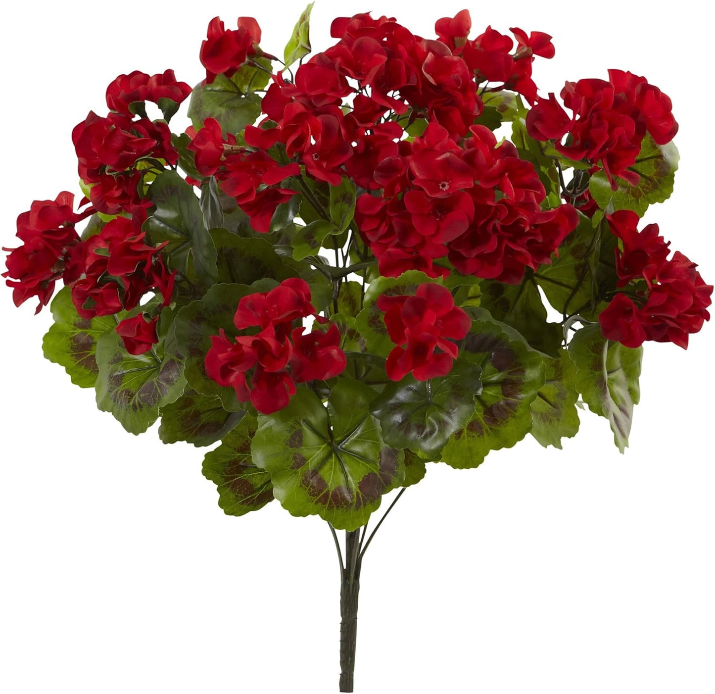 Geranium Artificial Bush, UV Resistant, Set of 3 (Indoor/Outdoor), Red,15"Dx15"Wx19"H No50
