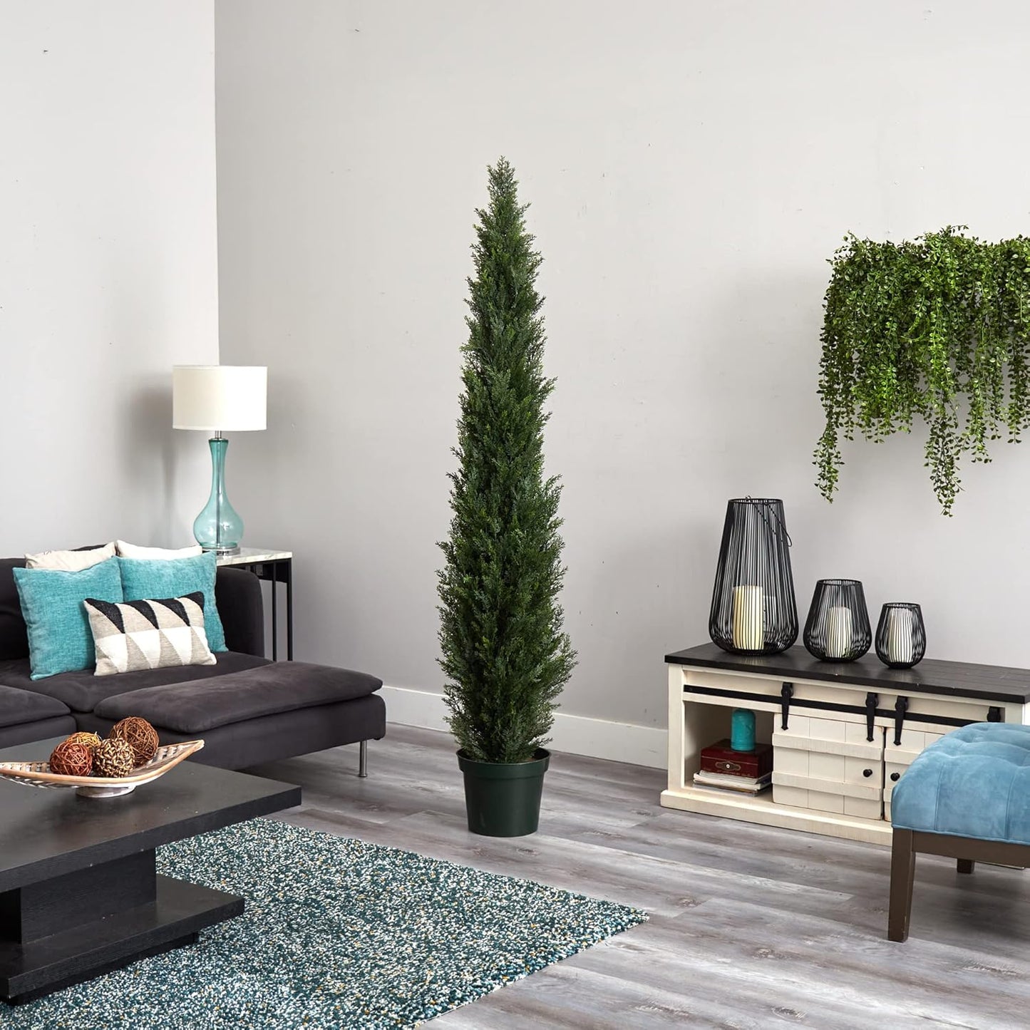 7ft. Mini Cedar Pine Tree with 3614 Tips in 12in. Pot (Two Tone Green)