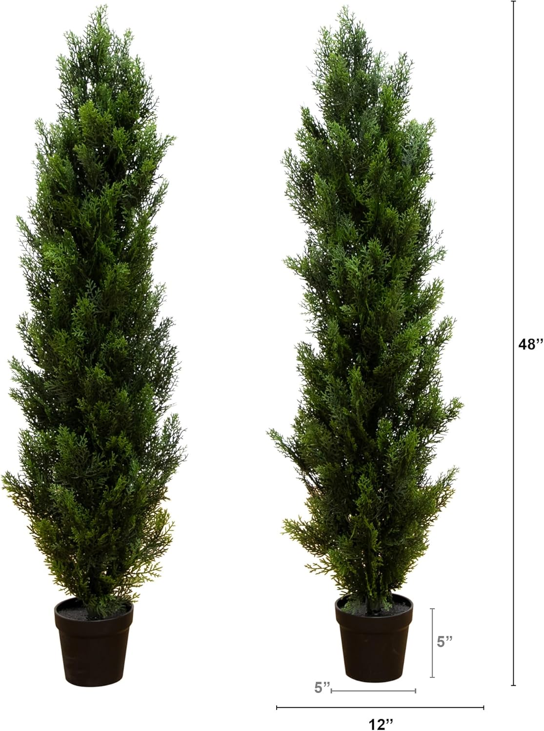 4ft Cedar Topiary Artificial Trees, UV Resistant, Indoor/Outdoor Decor, Set of 2, Wear-Resistant, Realistic Design, No Maintenance Requ