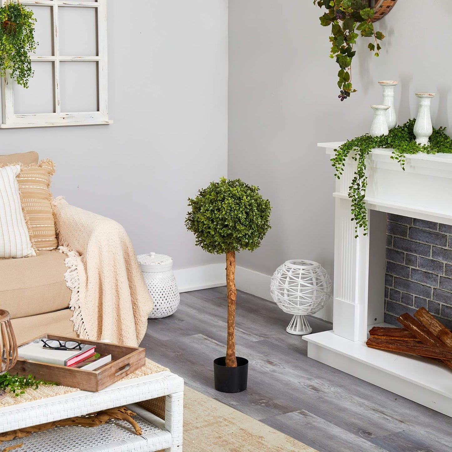 3ft. Boxwood Ball Topiary Artificial Tree (Indoor/Outdoor)