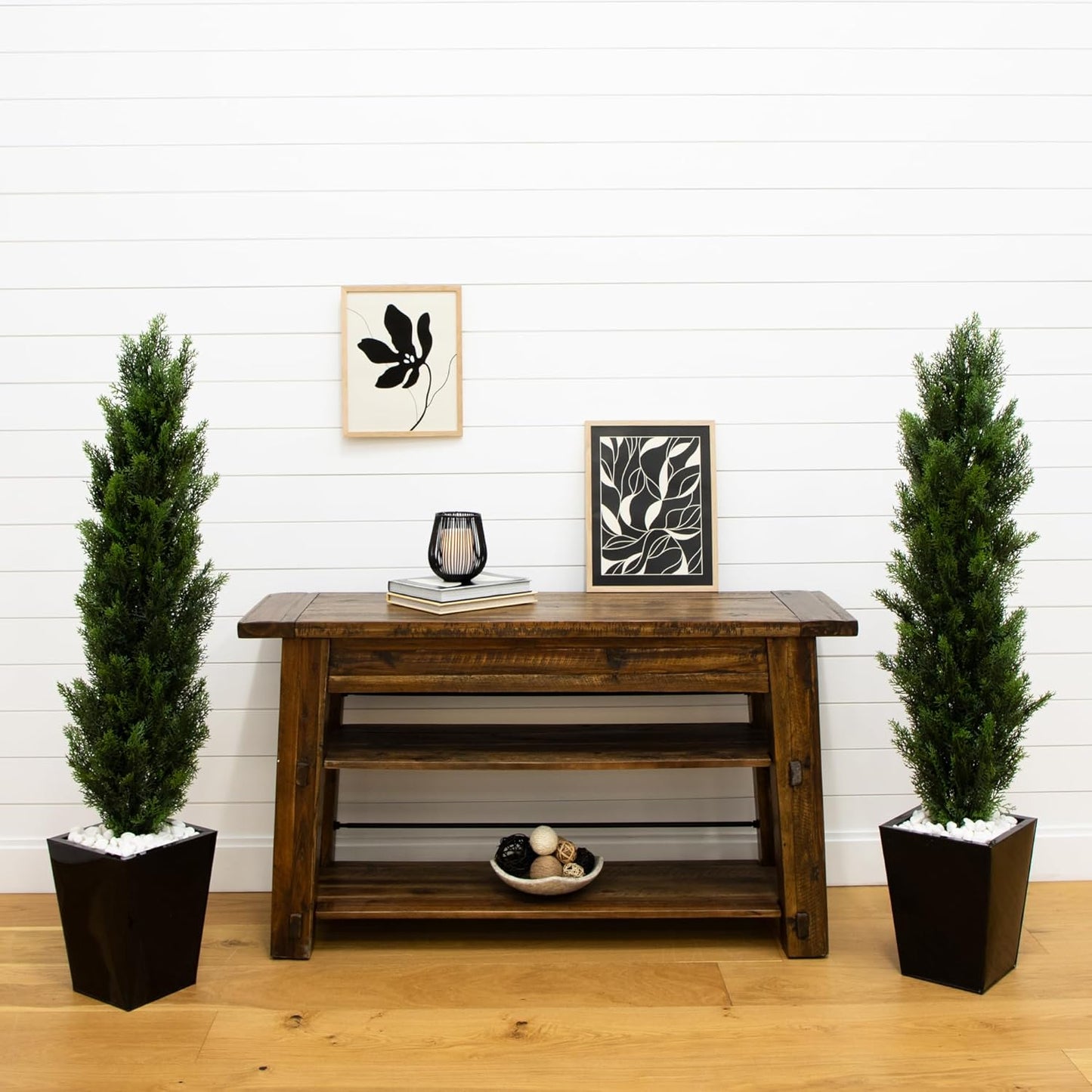4ft Cedar Topiary Artificial Trees, UV Resistant, Indoor/Outdoor Decor, Set of 2, Wear-Resistant, Realistic Design, No Maintenance Requ