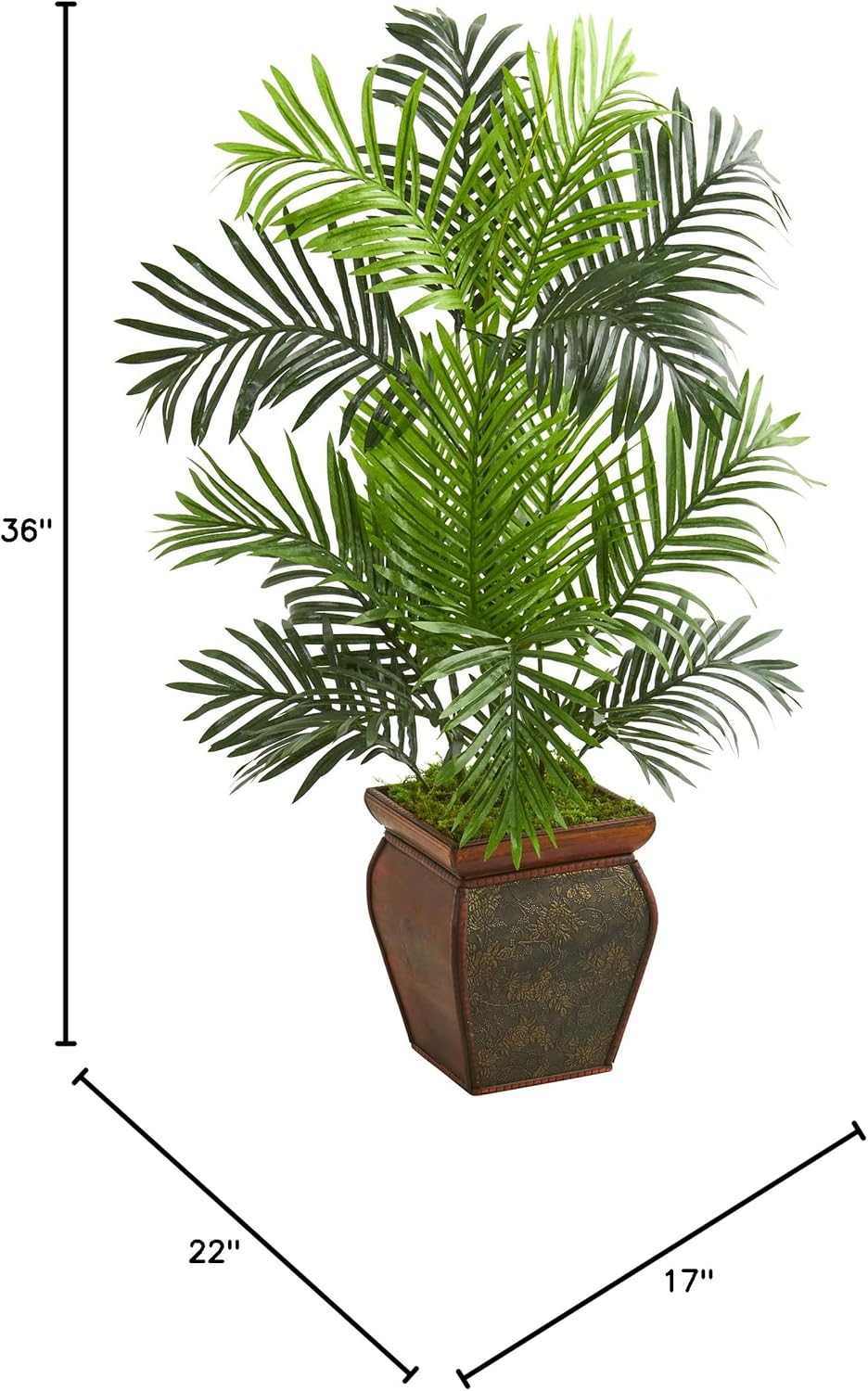 3ft. Paradise Palm Tree in Decorative Planter Artificial Plant, 17" D x22 W x3 Ft, Green