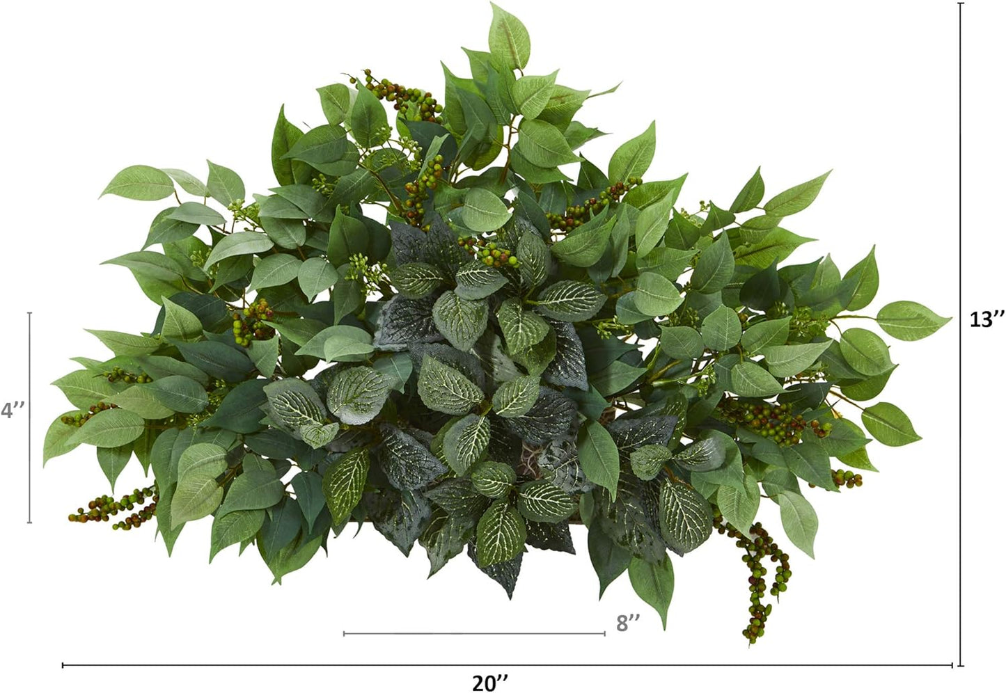 20in. Mixed Ficus and Fittonia Artificial Ledge Plant