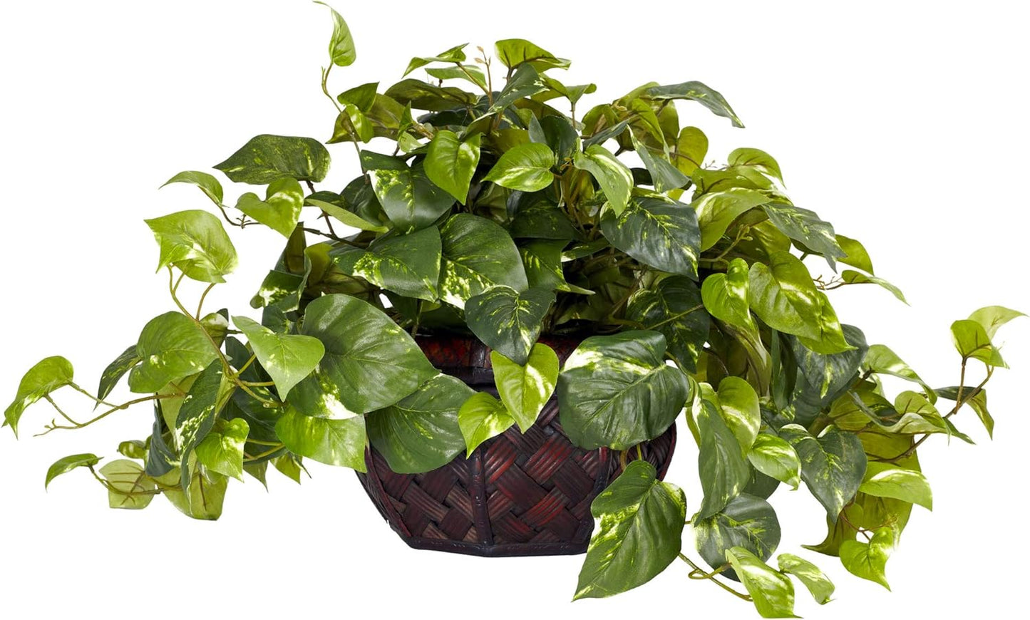 6681 15in. Pothos with Decorative Vase Silk Plant,Green,17.5" x 10.125" x 10.125" No50