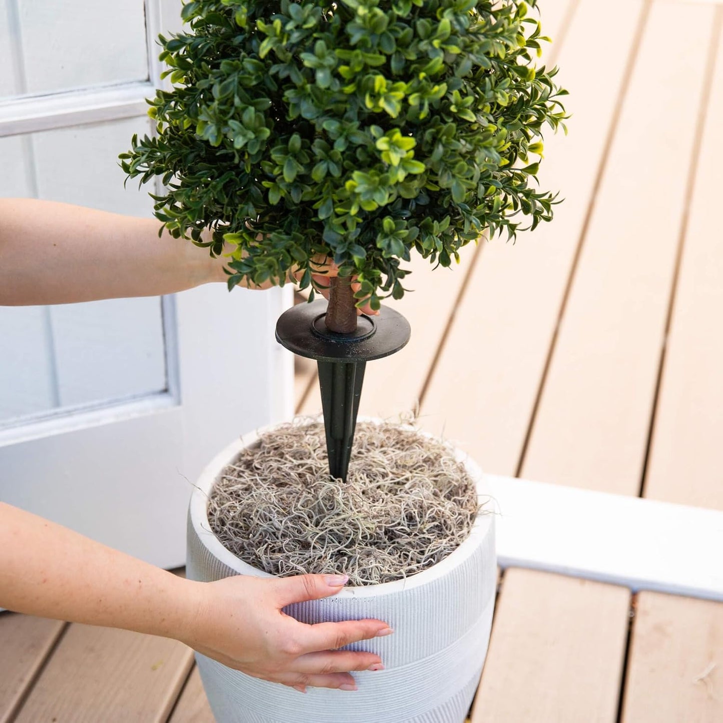 Nearly Natural 2.5ft. UV Resistant Artificial Boxwood Plant with Integrated Ground Stake (Indoor/Outdoor) - Set of 2 No50