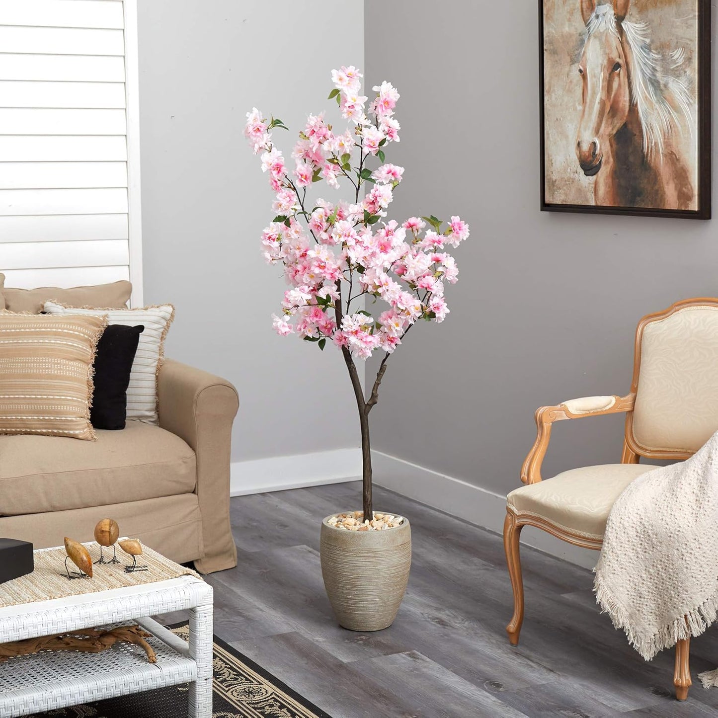 5.5ft. Cherry Blossom Artificial Tree in Sand Colored Planter