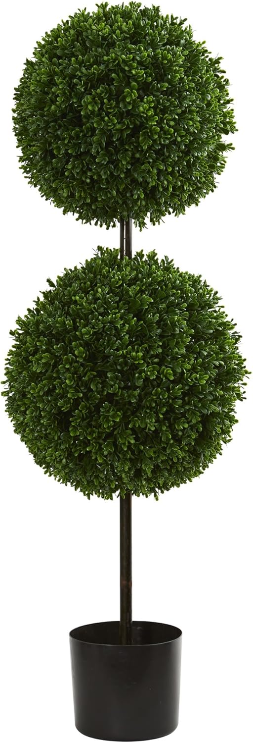 3.5ft. Boxwood Double Ball Artificial Topiary Tree UV Resistant (Indoor/Outdoor)