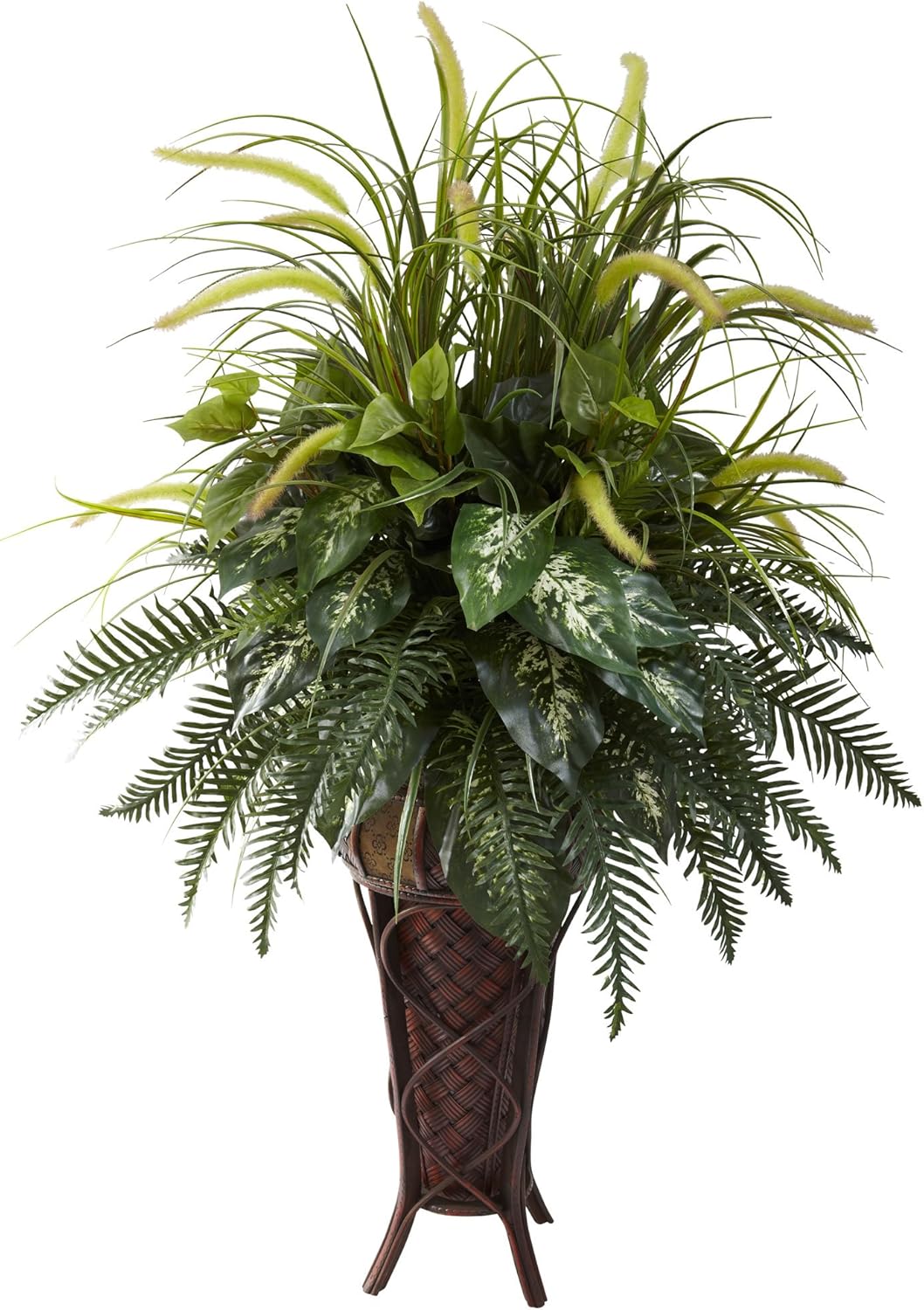 6727 3ft. Mixed Greens & Cattails with Planter, 26 x 26 x 36 inches, Green No50