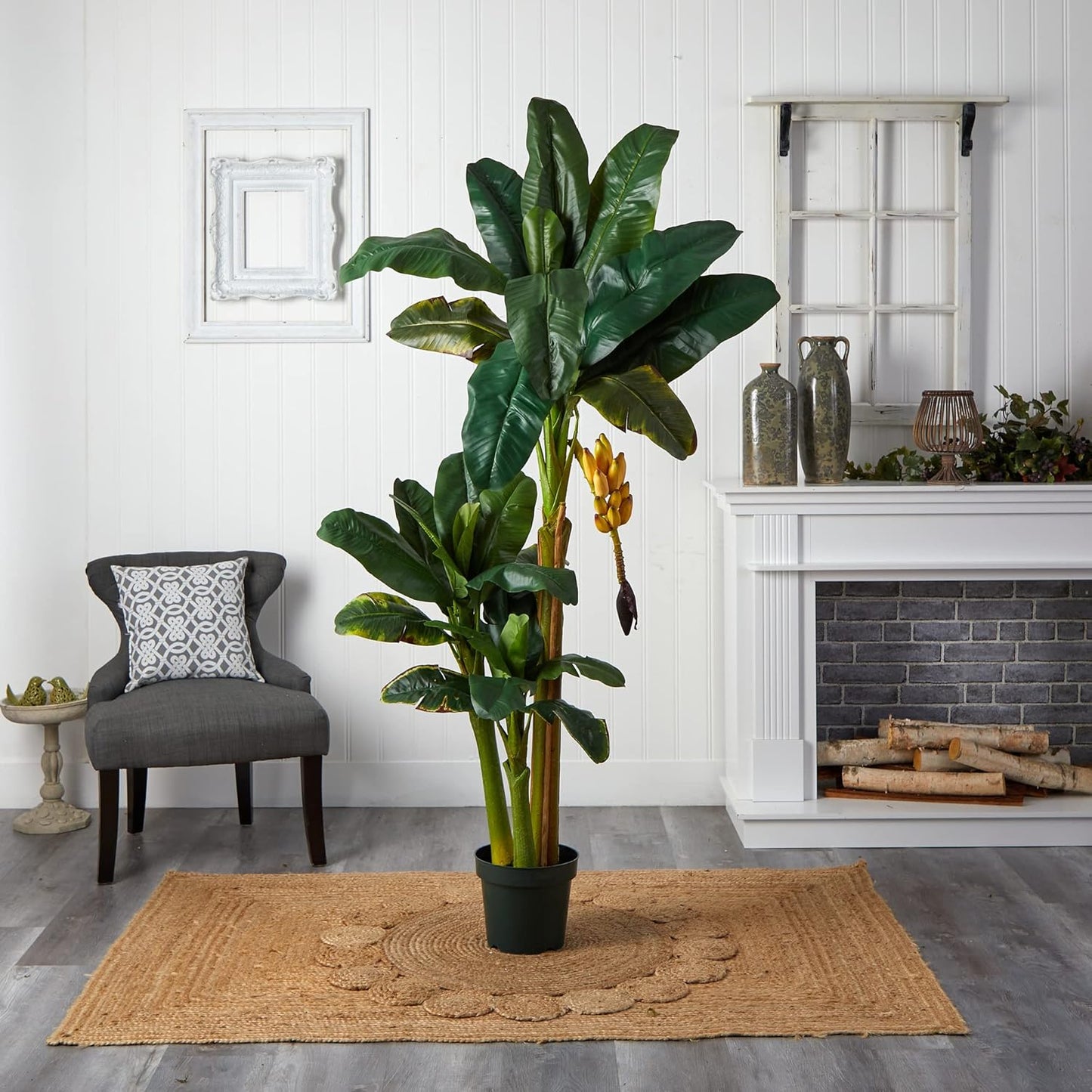 5226 6ft. Triple Stalk Banana Silk Tree , Green , 53.25" x 13" x 11.5"