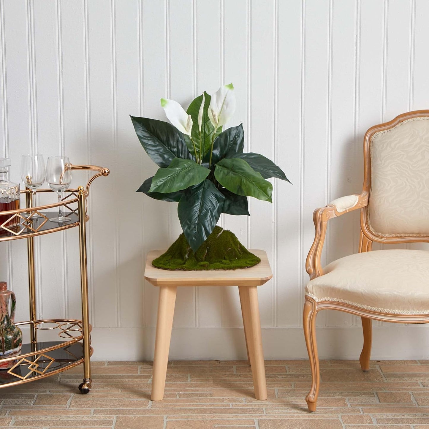 24in. Spathiphyllum (Set of 3) Artificial Plant, Green, 3 Count