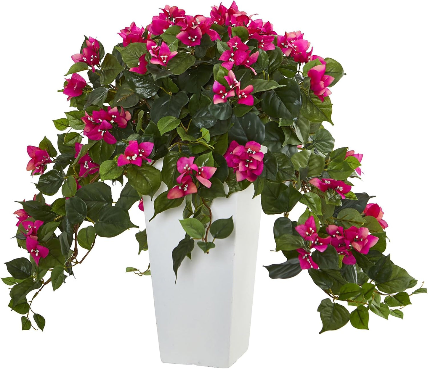 Bougainvillea Artificial Plant in White Tower Planter No50