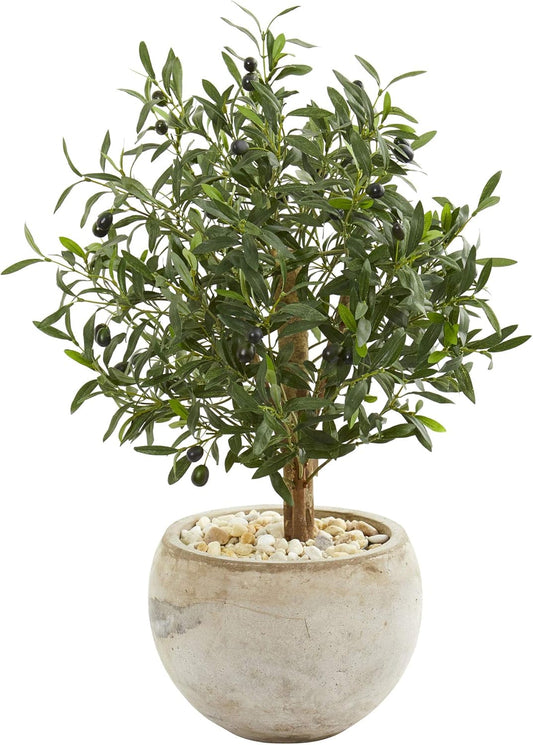 31in. Olive Artificial Bowl Planter Silk Trees, Green