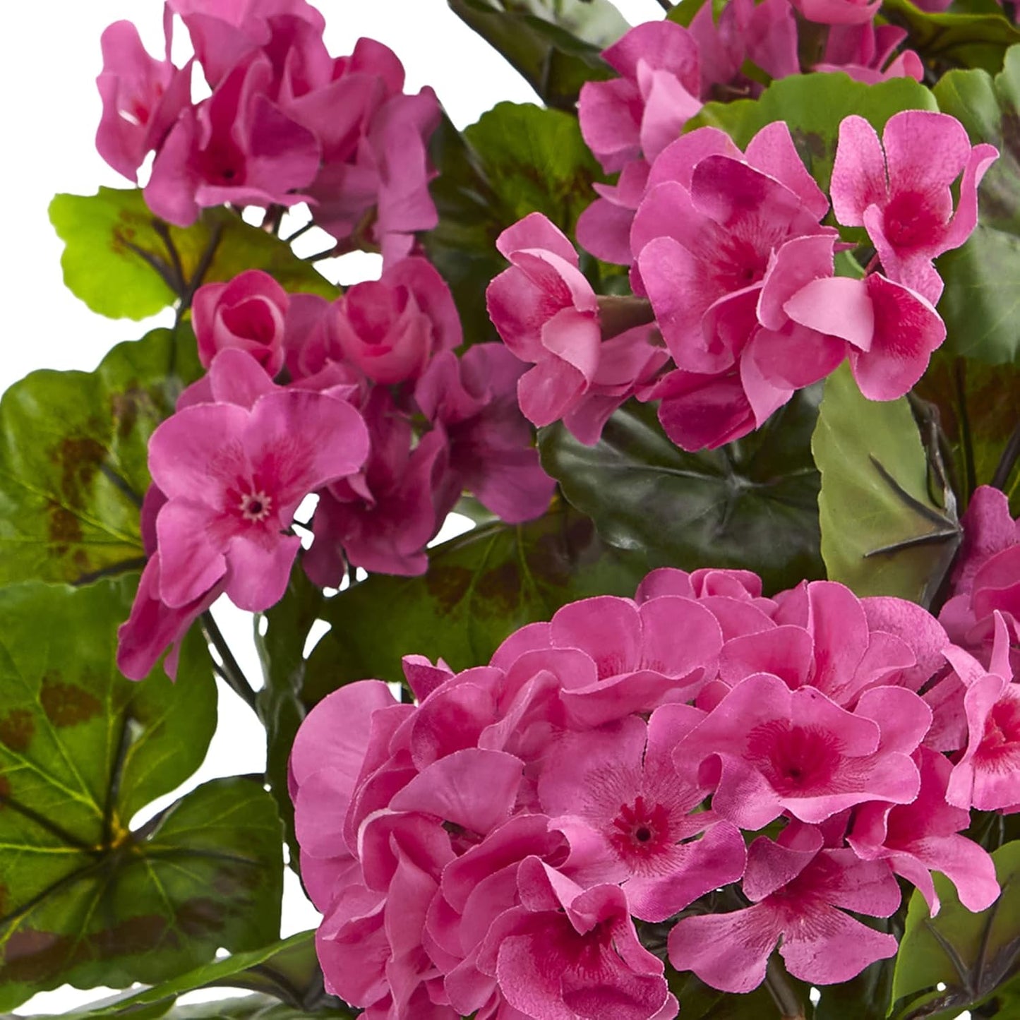 Geranium Artificial Bush, UV Resistant, Set of 3 (Indoor/Outdoor), Red,15"Dx15"Wx19"H No50