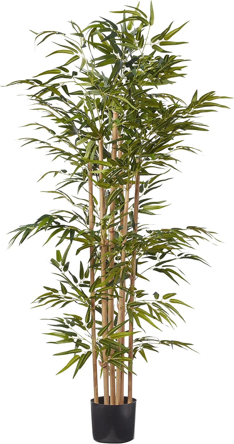 64-in Artificial Bamboo Tree, Fake Bamboo Plants with 7 Natural Trunks, 5.3-ft Tall Faux Plants for Indoor Home Decor with 1040 Realist
