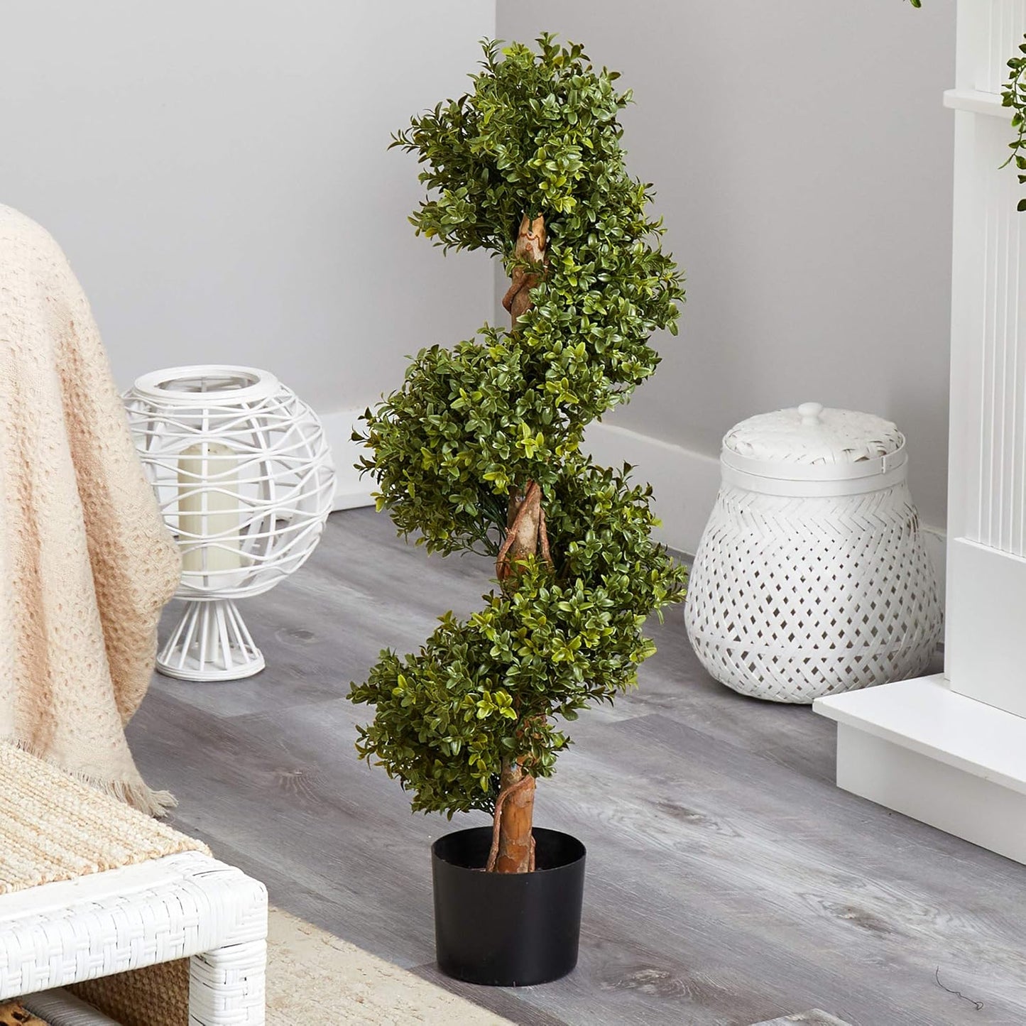 Nearly Natural 33in. Boxwood Topiary Spiral Artificial Tree (Indoor/Outdoor)