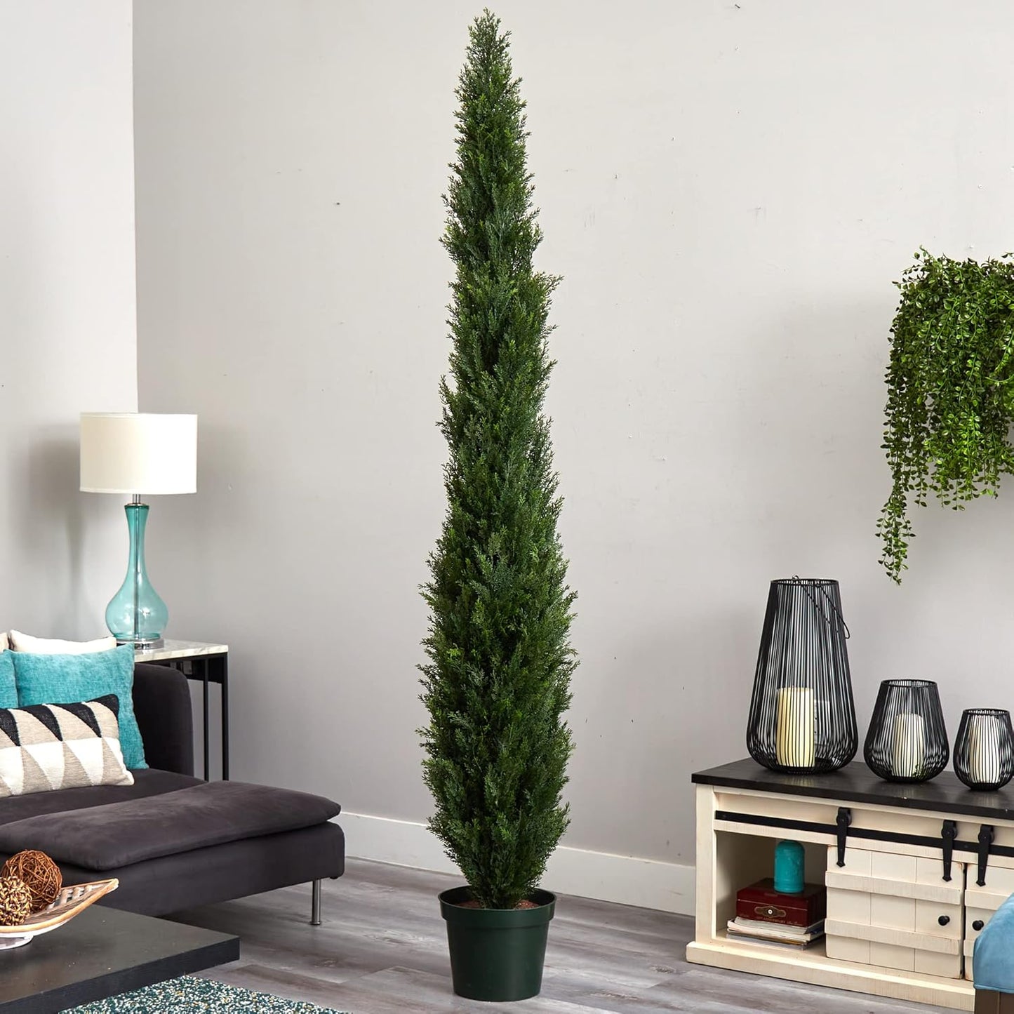 8ft. Mini Cedar Pine Tree with 4249 Tips in 12in. Pot (Two Tone Green)
